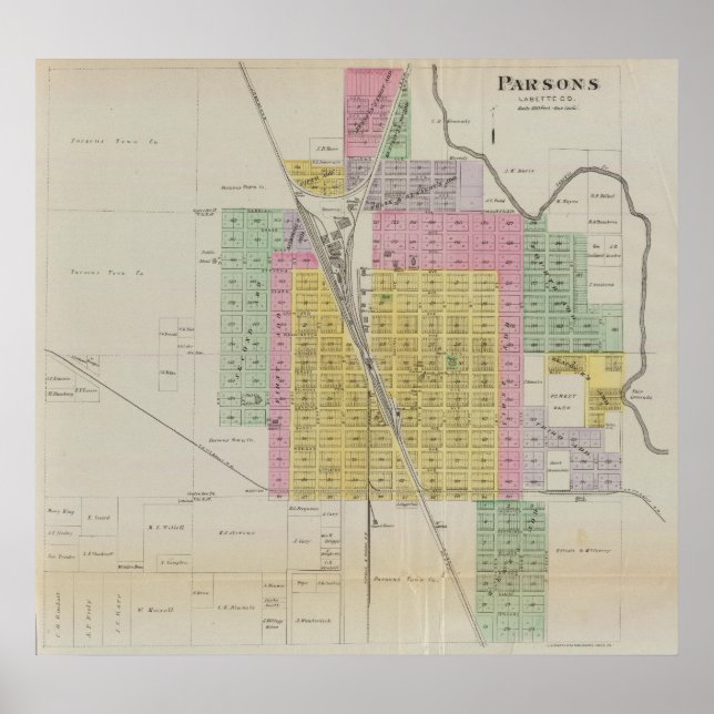 Affiche Parsons, comté de Labette, Kansas (Devant)