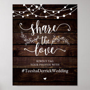 Affiche Partager L'Amour, Mariage Hashtag Signal