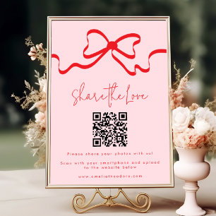 Affiche Partager le code QR de Love Red Bow Mariage Photo