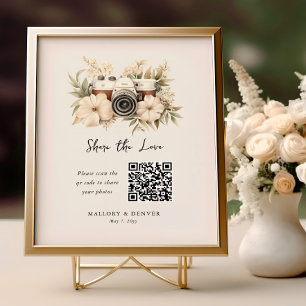 Affiche Partagez l'Amour Appareil Photo Vintage Mariage Co