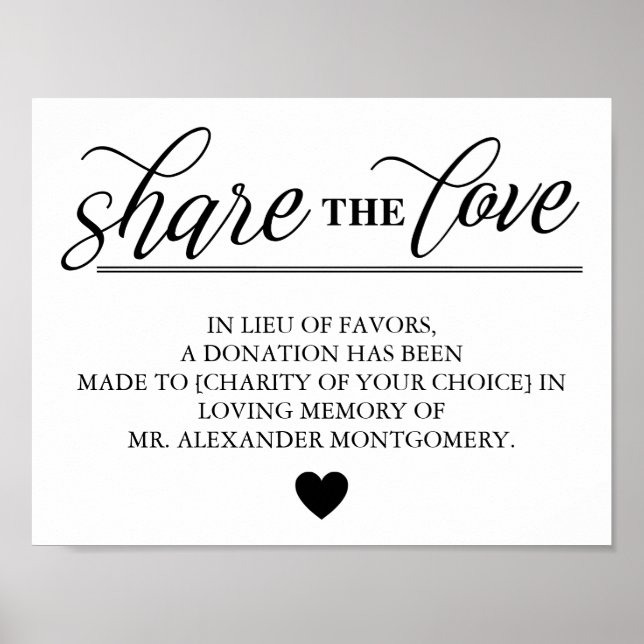 Affiche Partagez l'amour Lieu de faveurs Mariage (Devant)