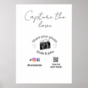 Affiche partagez l'amour mariage qr couple amour nom date