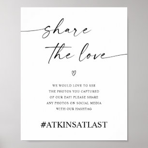 Affiche Partagez le mot-dièse Love Social Media Mariage