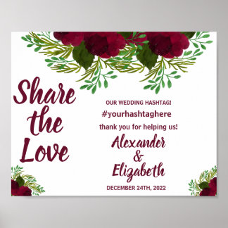 Affiche Partagez le signe Love Social Media Mariage RedFlo