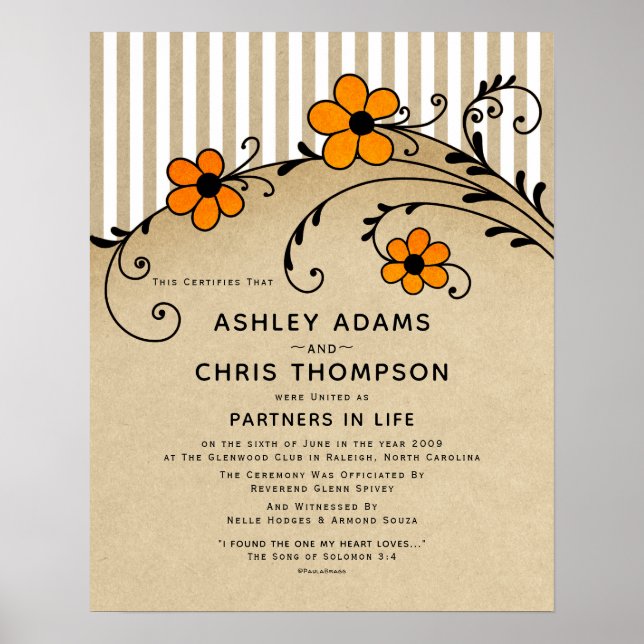 Affiche "Partenaires dans la vie moderne Boho Mariage cert (Devant)