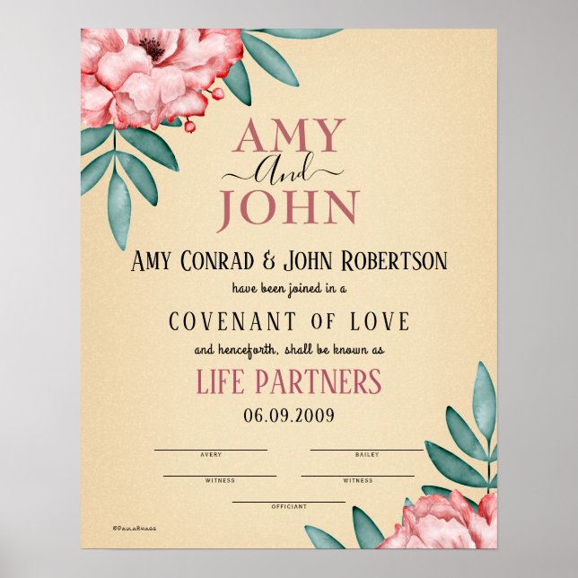 Affiche "Partenaires de la vie" Certificat de Mariage d'am (Devant)