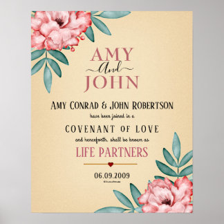 Affiche "Partenaires de la vie" Certificat de Mariage d'am