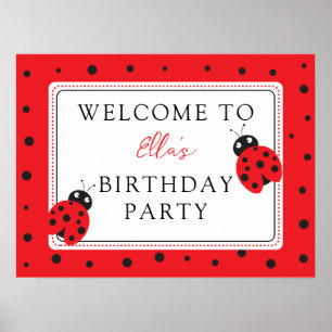 Affiche Parti Anniversaire de enfant Cutest Little Ladybug