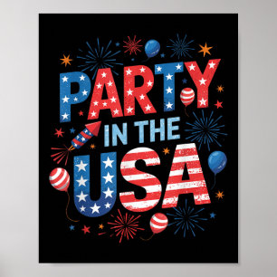 Affiche Parti Aux Etats-Unis 4 juillet L'Indépendance De L