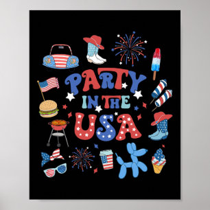 Affiche Parti Aux Etats-Unis 4 juillet Patriotique América