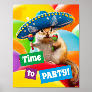Affiche Parti Chipmunk De Sombrero