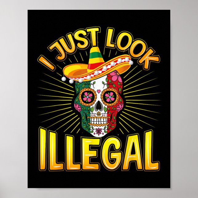Affiche Parti Cinco De Mayo Mexicain Je Sais Juste Illégal (Devant)