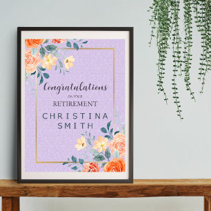 Affiche Parti de retraite de l'aquarelle florale chic roma