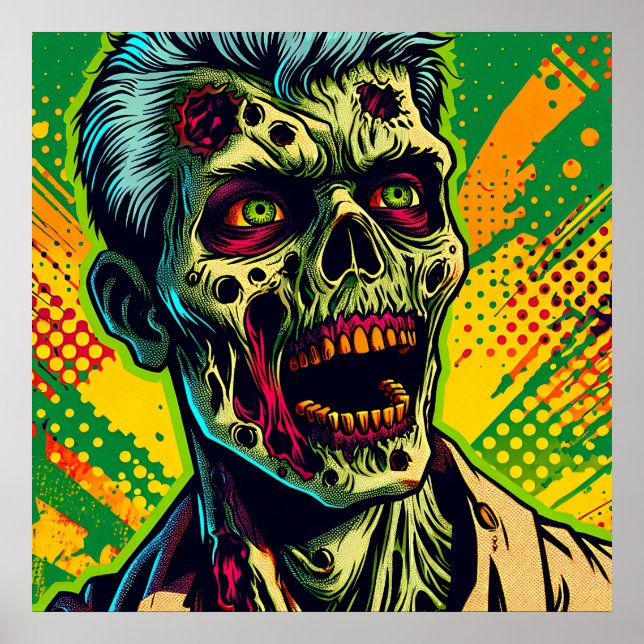 Affiche Parti d'Halloween Zombie éffrayant (Devant)