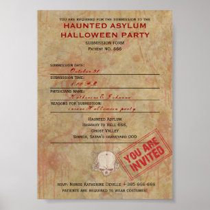 Affiche Parti Halloween de l'asile hanté