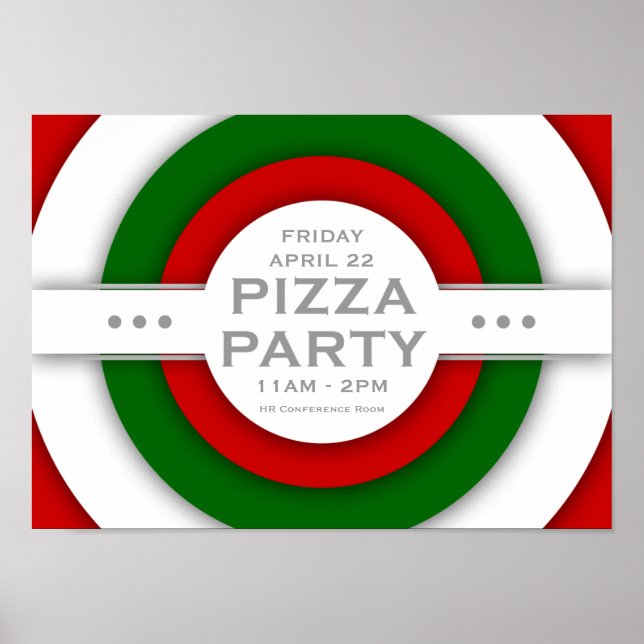 Affiche parti PIZZA rétro (Devant)