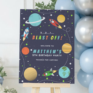Affiche Partie d'anniversaire du navire-fusée spatial