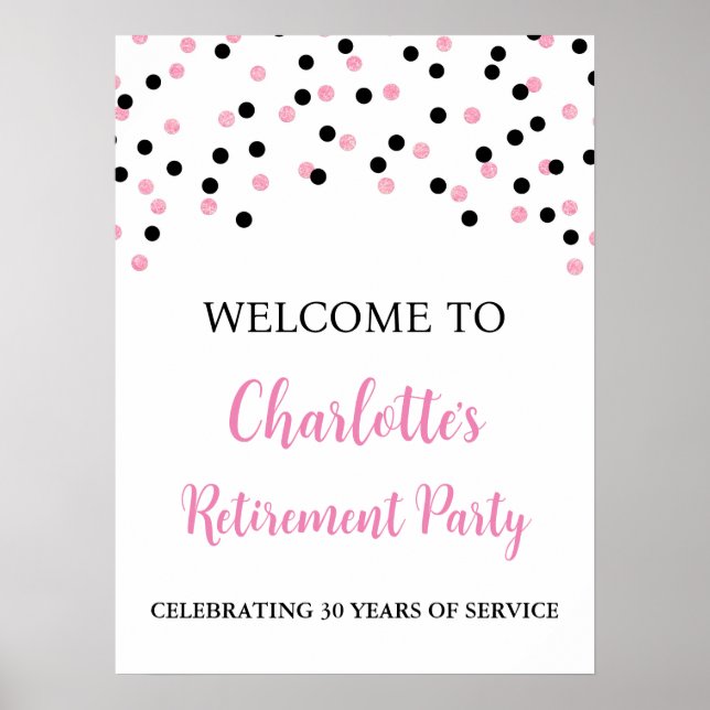 Affiche Partie de retraite rose noire personnalisée 18x24 (Devant)
