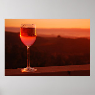 Affiche Partie d'échantillon de vin de coucher du soleil