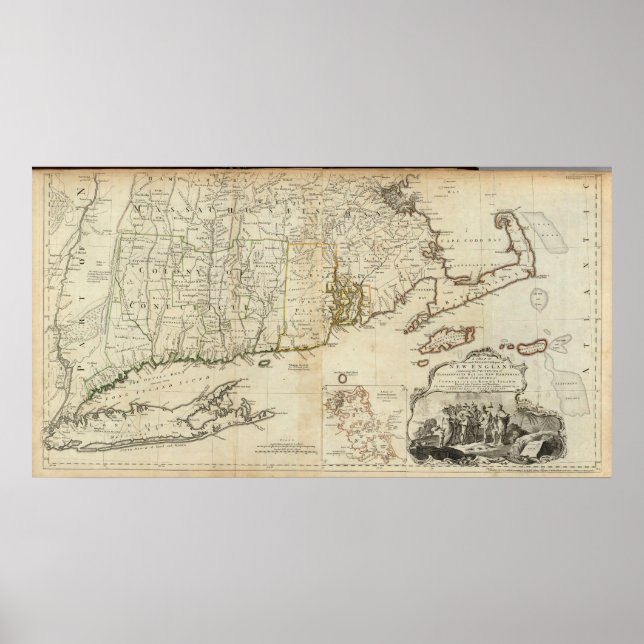 Affiche Partie sud des provinces de Massachusetts Bay (Devant)