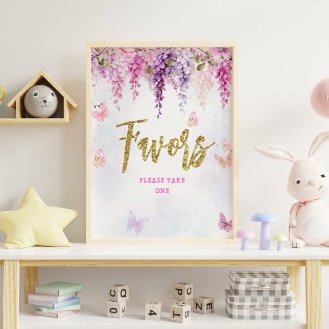 Affiche Parties scintillant à la glycine Papillon d'annive (Créateur téléchargé)