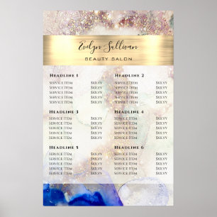 Affiche Parties scintillant Aquarelle et Gold Liste des pr