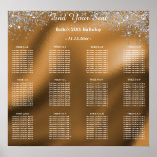 Affiche Parties scintillant Argent Anniversaire Alphabétiq