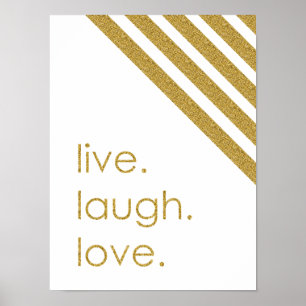 Affiche Parties scintillant audacieuse "Live Laugh Love"