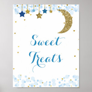 Affiche Parties scintillant bleu lune aquarelle Sweet Trai