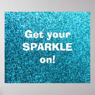 Affiche Parties scintillant Bleue Faux