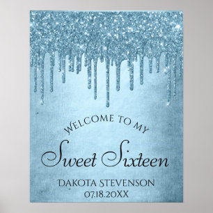 Affiche Parties scintillant Bleue Glace Glam Sweet sixte