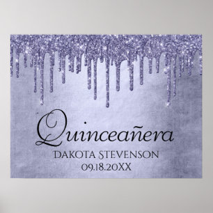 Affiche Parties scintillant chic à goutte Quinceanera vi