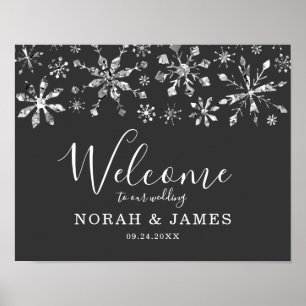 Affiche Parties scintillant d'argent Flocon de neige Maria