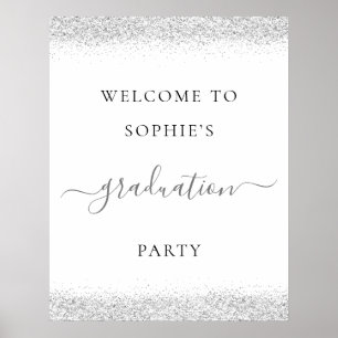 Affiche Parties scintillant d'argent Welcome Graduation Pa