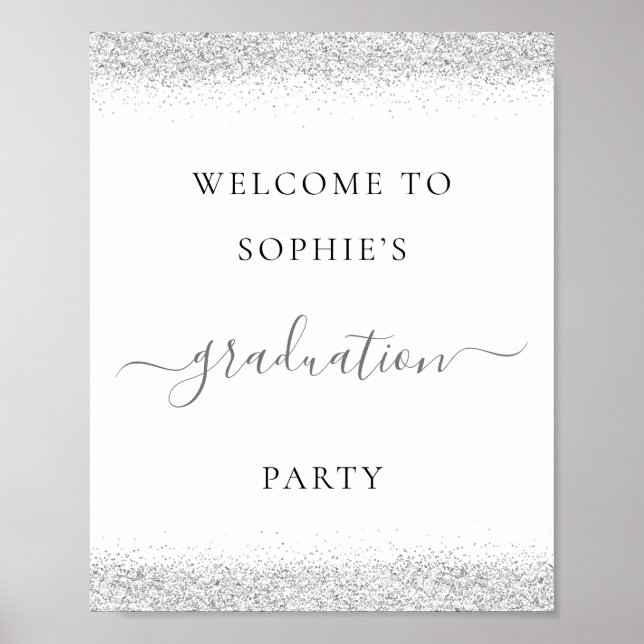 Affiche Parties scintillant d'argent Welcome Graduation Pa (Devant)