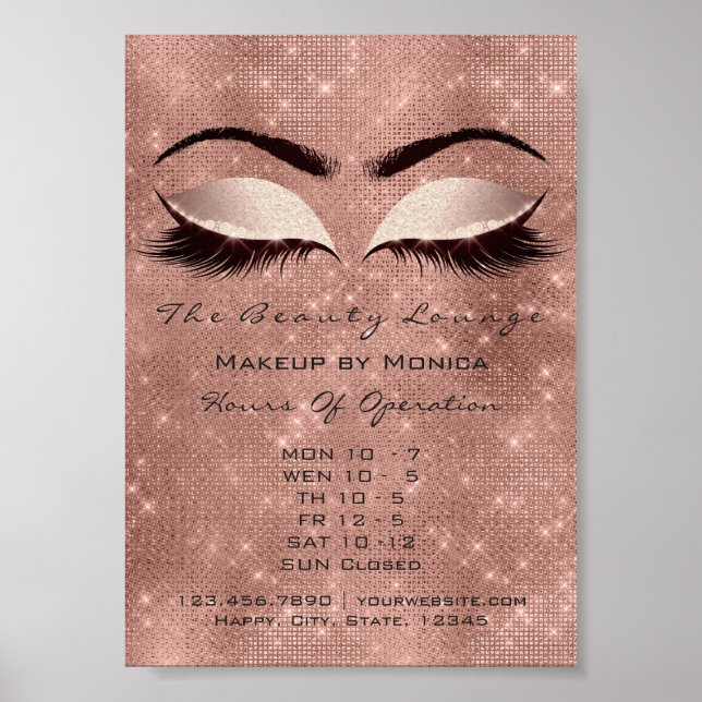 Affiche Parties scintillant de maquillage  beauté Rose éti (Devant)