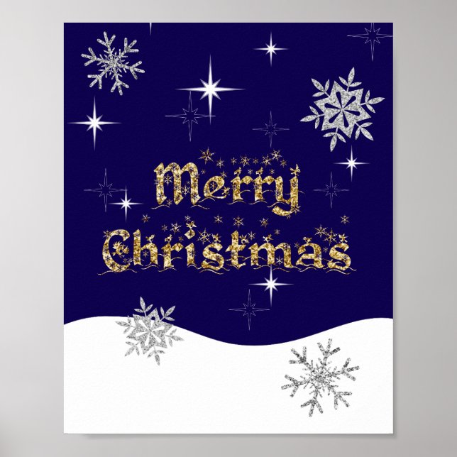 Affiche Parties scintillant de Noël simple et élégante (Devant)