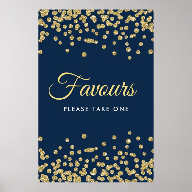 Affiche Parties scintillant d'or Confetti Mariage Faveurs  (Devant)