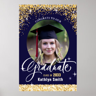 Affiche Parties scintillant d'or élégant Sparkling Graduat