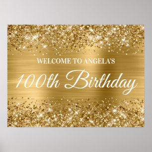 Affiche Parties scintillant d'or et Foil 100e anniversaire