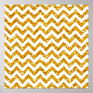 Affiche Parties scintillant d'or Motif Chevron