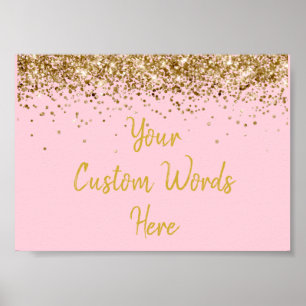 Affiche Parties scintillant d'or rose pâle Anniversaire de