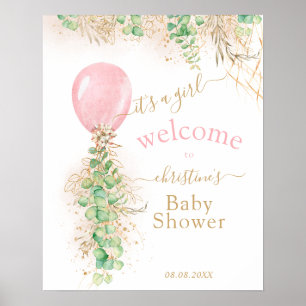 Affiche Parties scintillant d'or vert Eucalyptus Balloon B