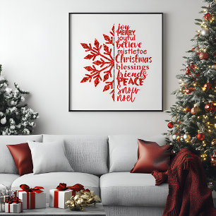 Affiche Parties scintillant élégantes Snowflake Typographi