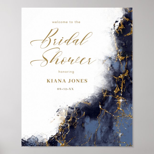 Affiche Parties scintillant en marbre Fête des mariées Mar (Devant)