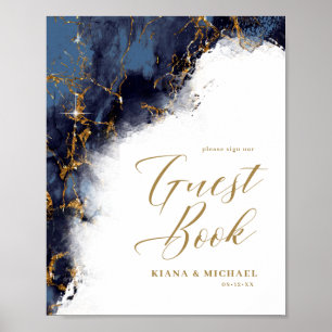 Affiche Parties scintillant en marbre Mariages invités Mar