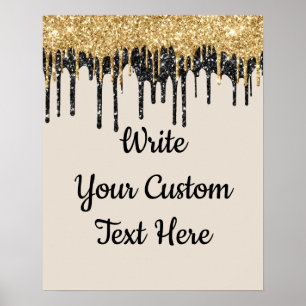 Affiche Parties scintillant en or Tan de sable personnalis