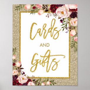 Affiche Parties scintillant Floral Cartes & Cadeaux Mariag