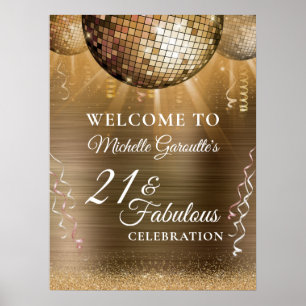 Affiche Parties scintillant Glam 21 & Fabulous Gold Disco