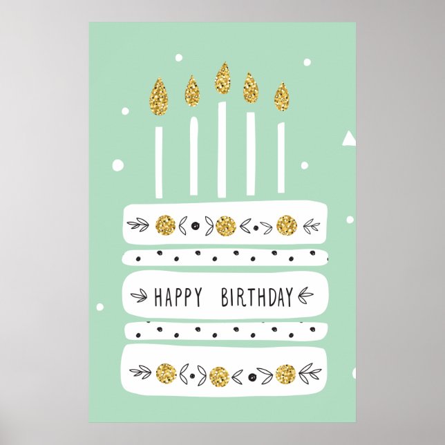 Affiche Parties scintillant Gold Pastel Illustration de gâ (Devant)